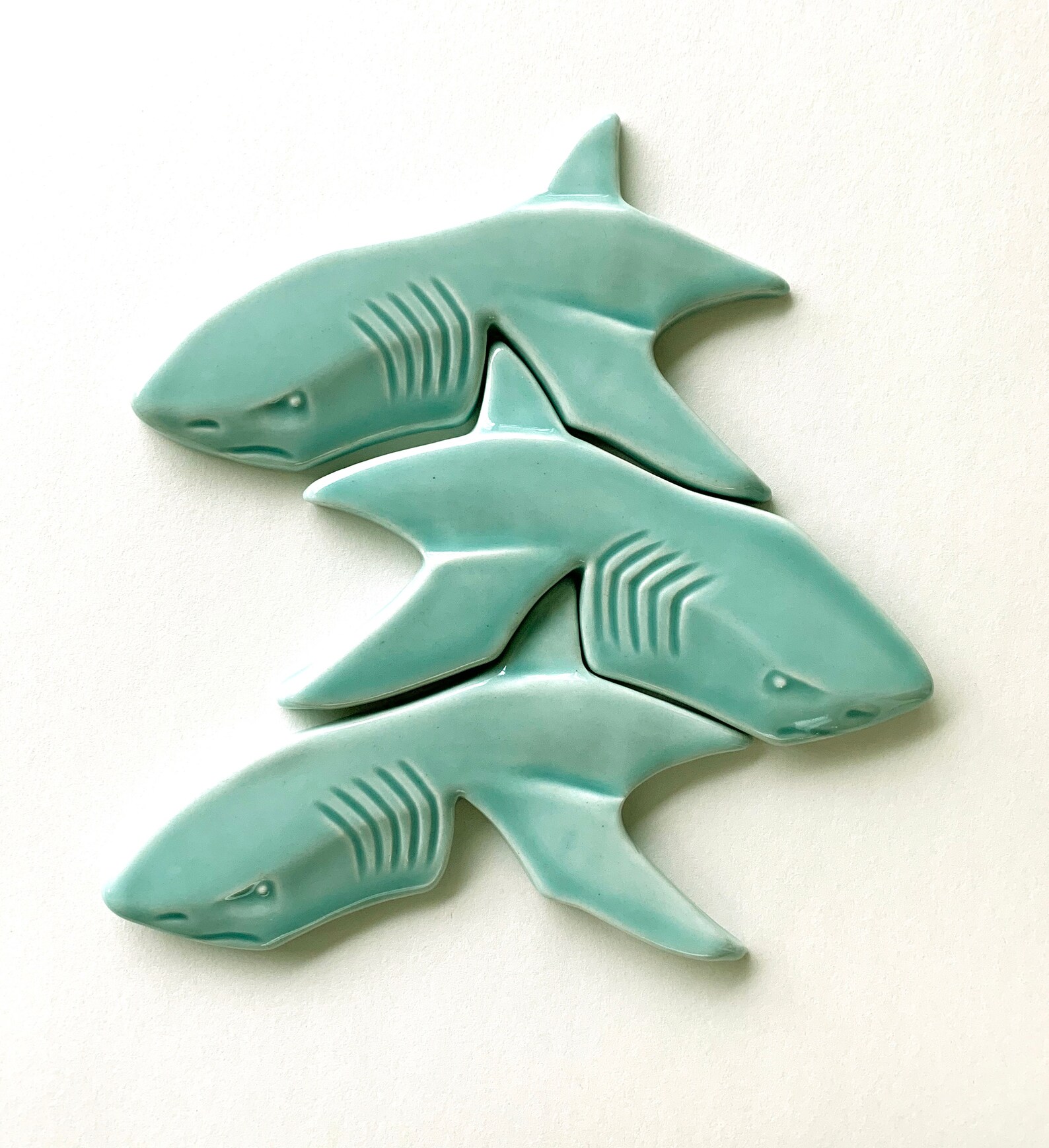Shark Ceramic Tile Heading East / Handmade Shark Tile / Shark Etsy