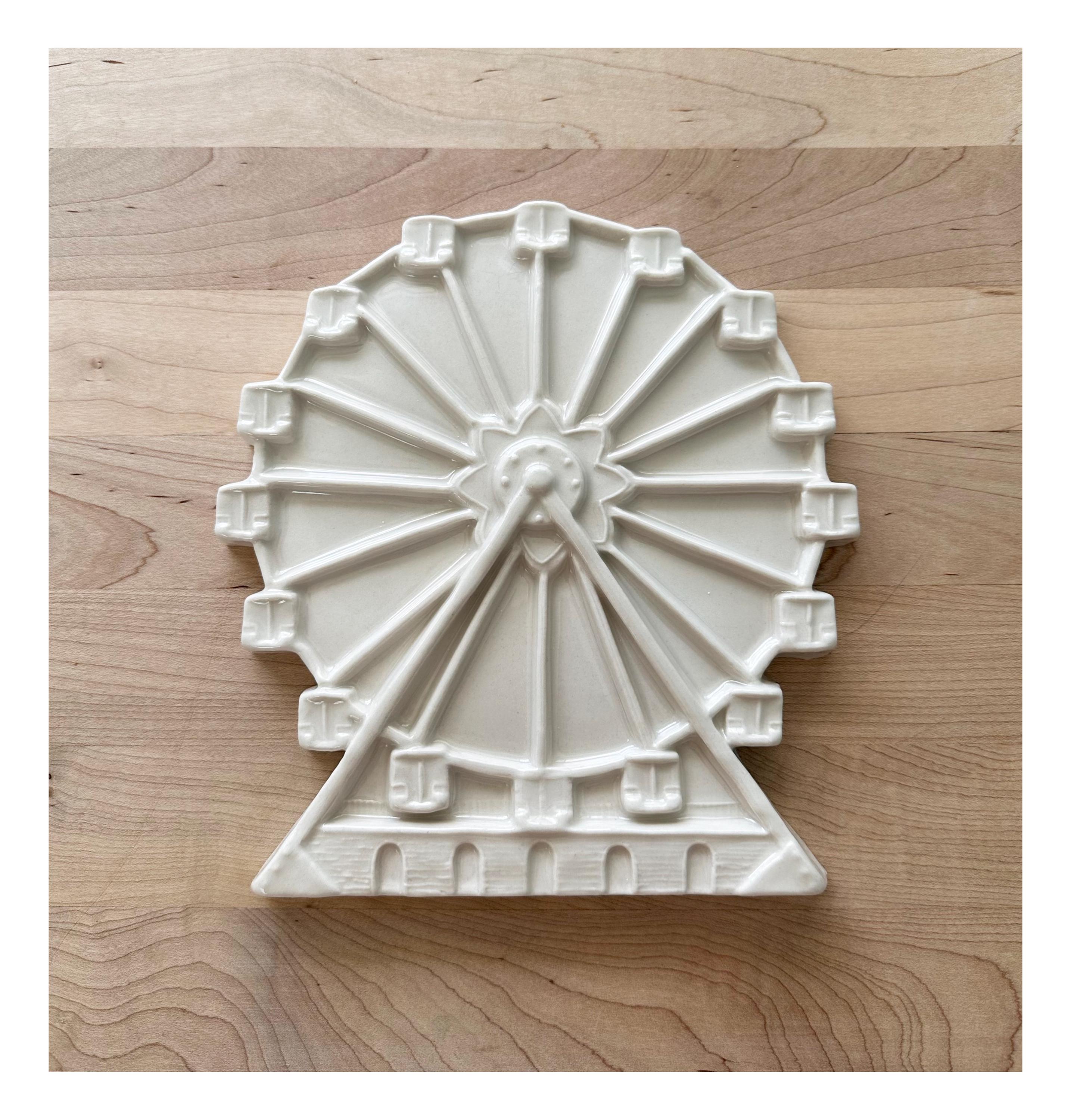 Handmade Ceramic Paint Palette; Ferris Wheel Design