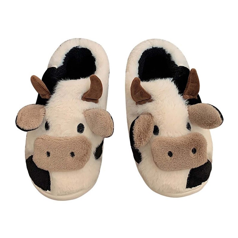 Slipper Kawaii Winter Warm Slippers Cartoon Milk Cow House - Etsy