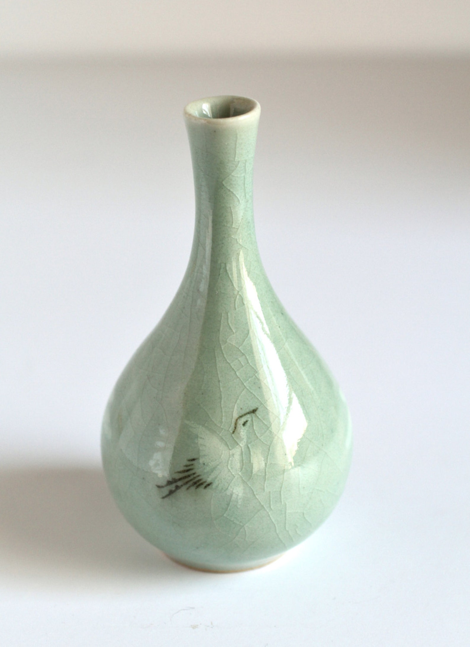 Rare Vintage Korean Celadon Bud Vase Fine china Signed Etsy