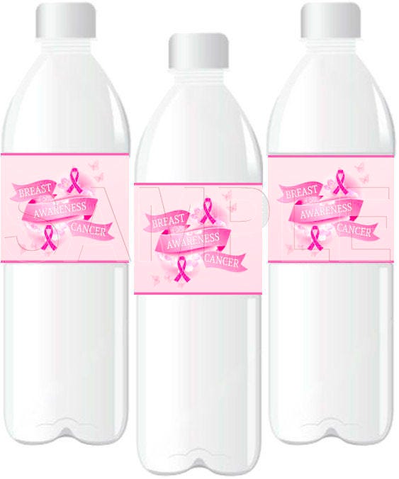 Support Breast Cancer, Water Bottle Labels,Digital Download,DIY Printable,Instant Download, Fundraiser