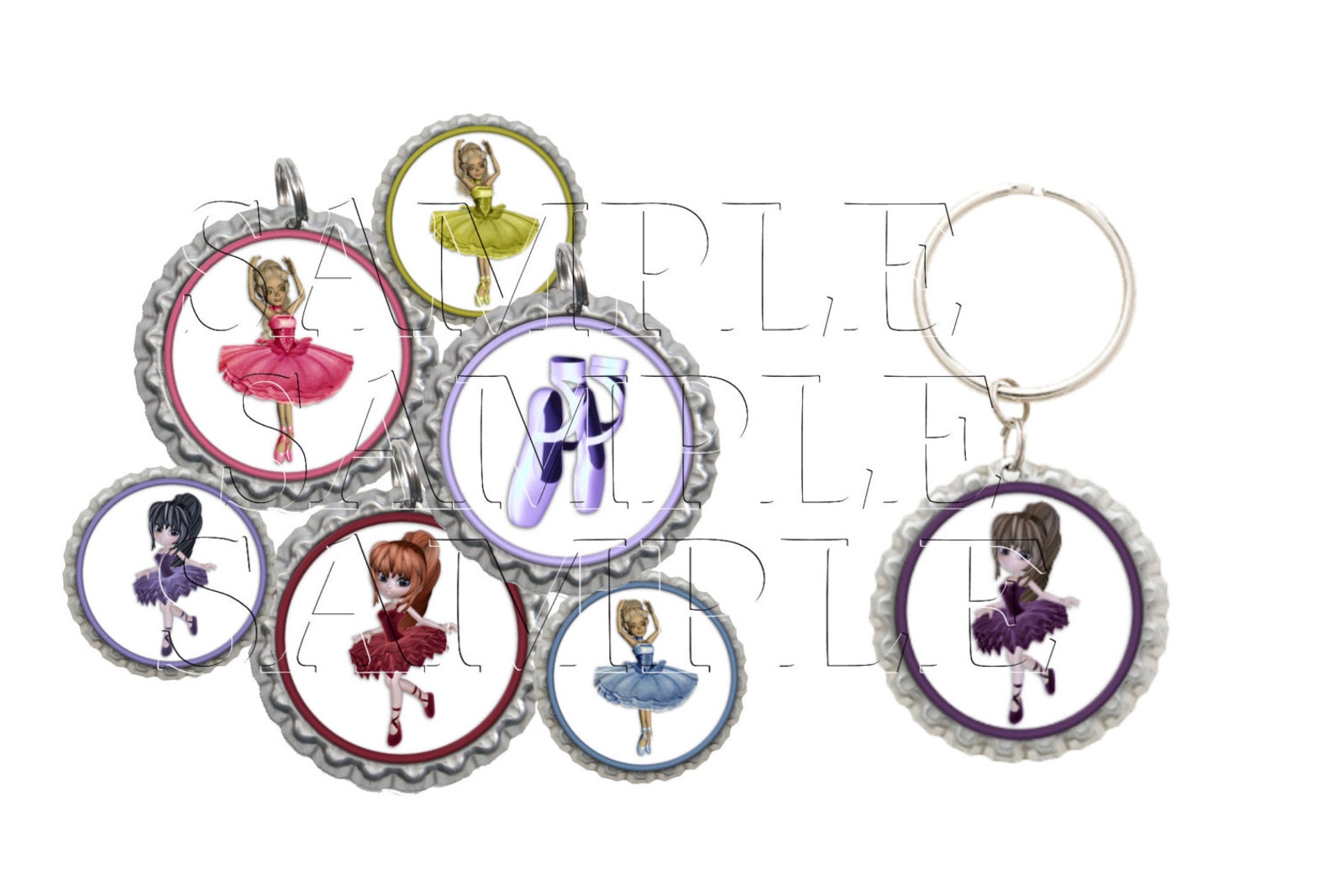 ballet bottle cap images, clip art,1 inch circles, cupcake toppers, stickers,buttons, digital download, diy printable