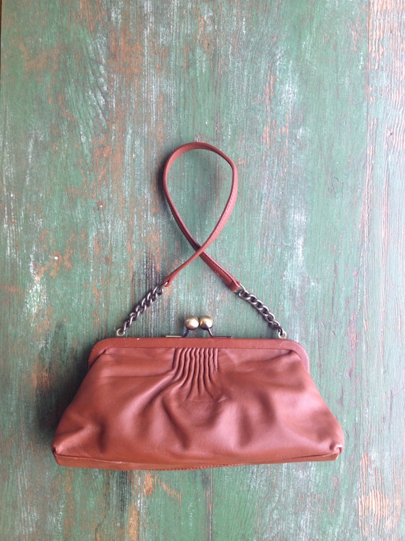 rust vegan leather vintage purse - image 1