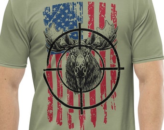 Bolany Men's 3D Printed Moose Hunting Camo Short Sleeve Shirt - Quick-Dry Casual Tee - View #10