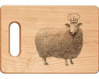 Tabla de cortar de madera Sheep Chef, tabla para embutidos, regalo de cocina, regalo para inauguración de casa.