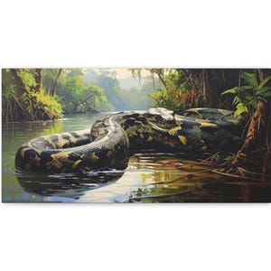 Anaconda in Jungle River Canvas Print | Wall Art
