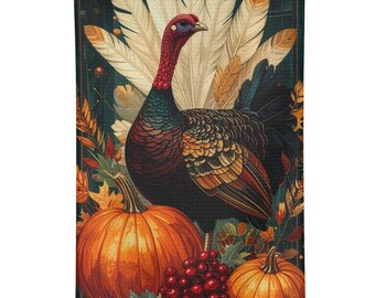 Thanksgiving Harvest Turkey Fiber Tea Towel Turkey Art Pumpkin Fall Kitchen Decor Thanksgiving Kitchen Towel Autumn Harvest Gift