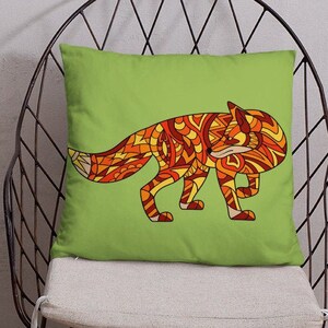 Throw Pillow, Decorative Pillow, Mandala Fox Print, Animal Theme, Home Decor, House Decor Gift, Living Room Pillow