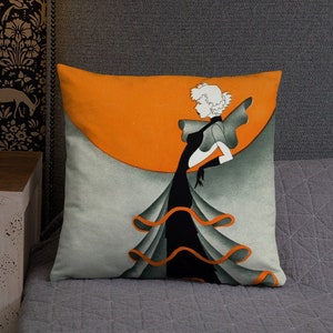 Art Deco Pillow, Throw Pillow, Decorative Pillow,  Art Deco Flapper Theme, Vintage Illustration House Decor,  Deco Gift, Living Room Pillow