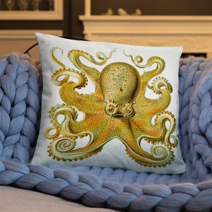 Nautical octpous pillow, sea octopus pillow, sea life decor pillow, marine life pillow gift, indoor outdoor pillow