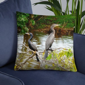Throw Pillow, Decorative Pillow, Tropical Birds, Home Decor, Beach House Sea Lovers Gift, Living Room Pillow