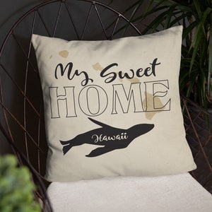 Sweet Home Pillow, Hawaii State Silhouette, monk seal Illustration, Home Decor, Decorative Pillows, Throw Pillow, Housewarming Gift