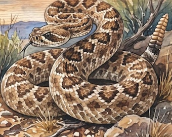 Rattlesnake Decor Canvas Wall Art Desert Snake Western Wildlife Southwestern Reptile Art Rustic Home Decor Snake Lover Gift Stretched Canvas