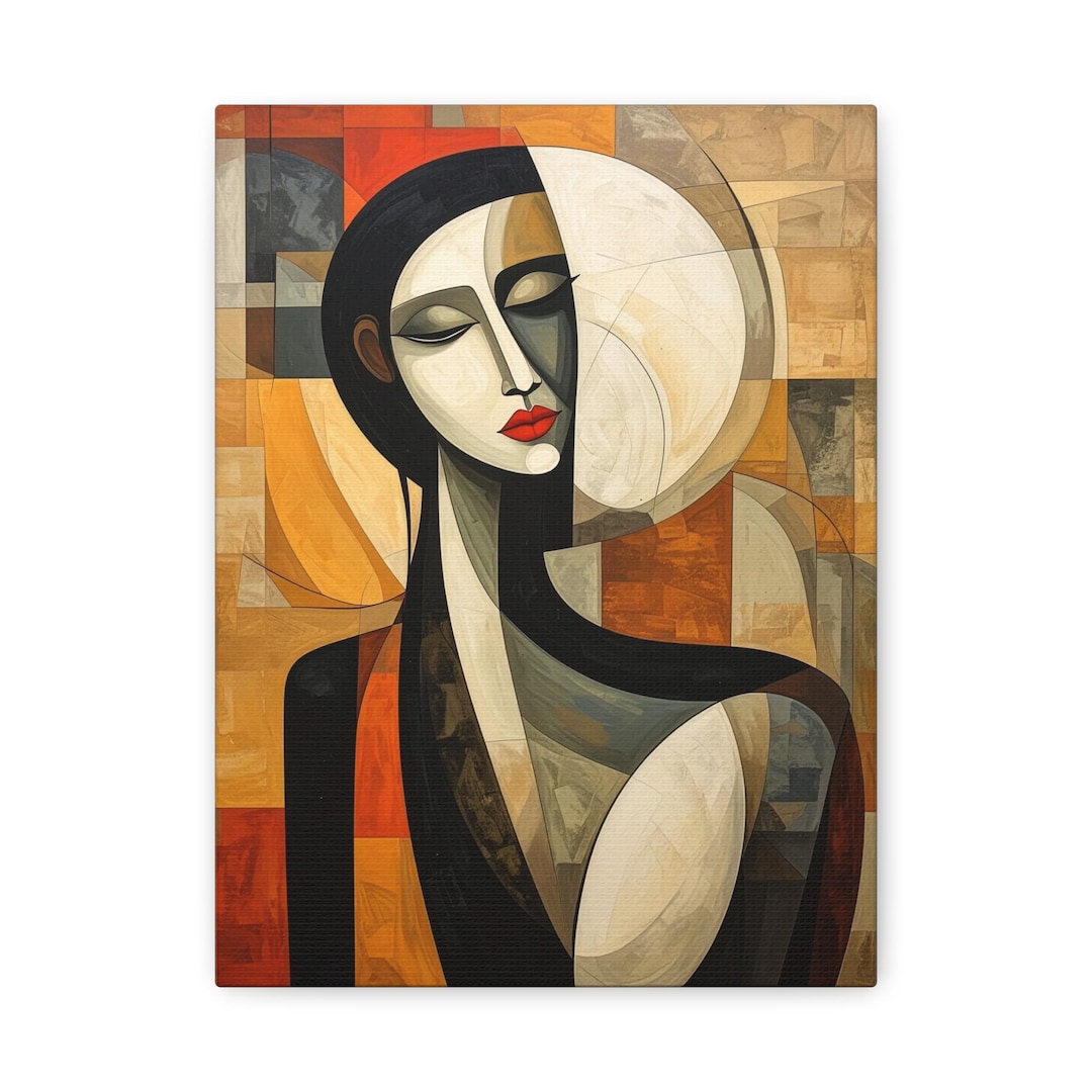 Abstract Cubist Woman Canvas Art Print, Geometric Portrait - Etsy
