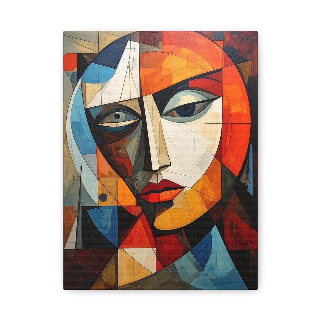 Cubist Woman Portrait Canvas Print | Abstract Geometric Art - Etsy