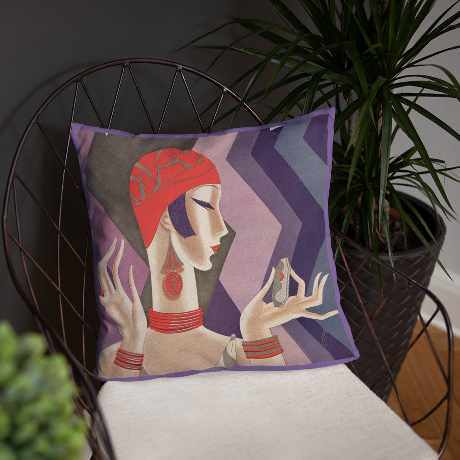Art Deco Pillow, Decorative Pillow, Throw Pillow, Fashion Flapper