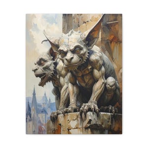 Gargoyle Sculpture Matte Canvas Stretched 1.25" | Gothic Medieval City Roofs image 4