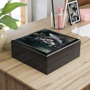 Gothic Fairy Illustration Jewelry Box | Dark Fantasy Keepsake image 3