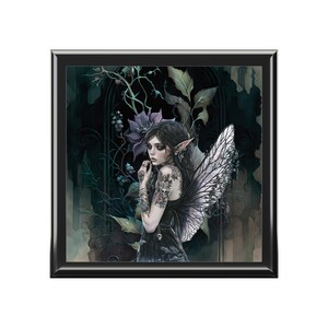 Gothic Fairy Illustration Jewelry Box | Dark Fantasy Keepsake image 2