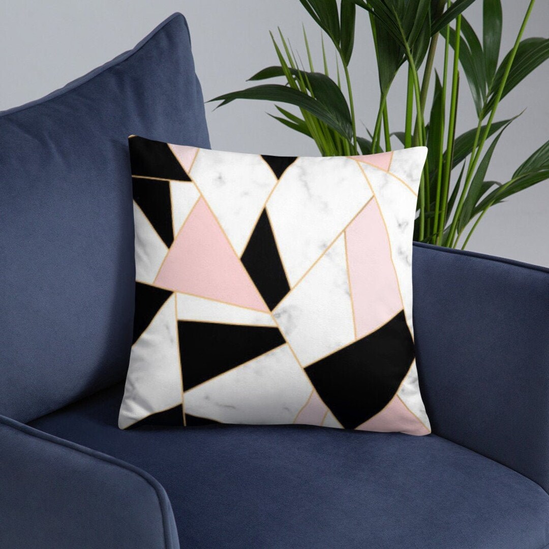 Art Deco Pillow, Throw Pillow, Art Deco Pink Pillow, Marble Throw Pillow, Fashion Pillow, Black