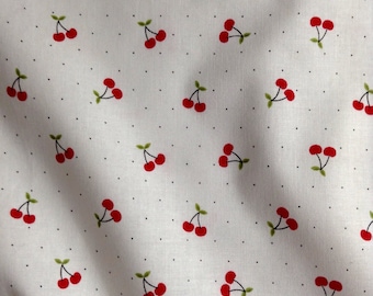 Cherry Cherries /& Dots 100/% Cotton Fabric By The Yard Half Yard or Fat Quarter