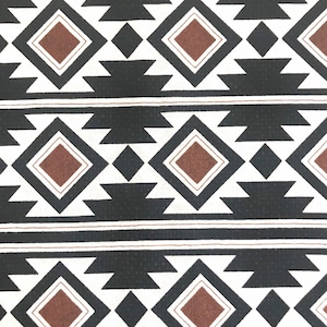 One Half Yard of Fabric Material - Boho Rust/Black Aztec Design, Aztec Fabric, Southwestern Fabric