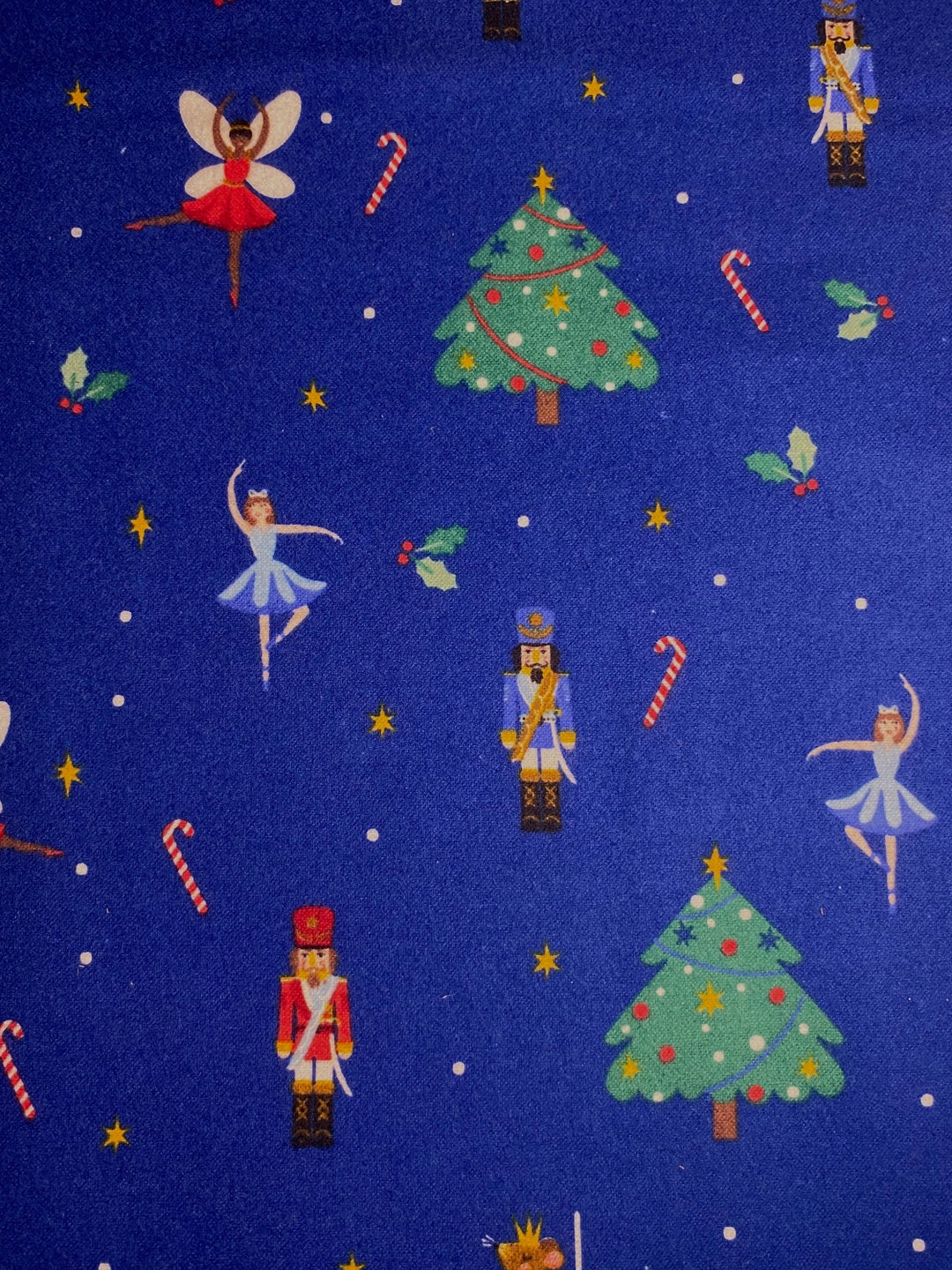 Fabric by the Half Yard Nutcracker FLANNEL Fabric, Christmas Fabric