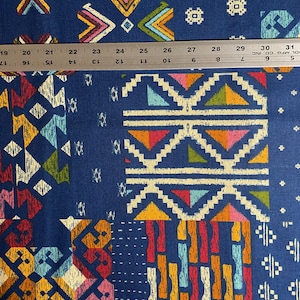 Fabric By The Half Yard, Blue Geometric Design, Canvas Fabric, Duc Fabric, Aztec Fabric, Upholstery Fabric