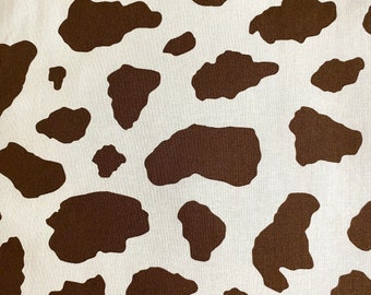 Fabric By The Half Yard - BROWN Cow Print, Medium Size Spots, White Background, Farm Fabric, Animal Fabric, Cow Fabric