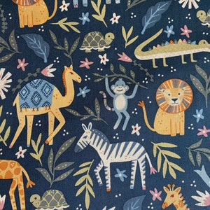 Fabric By The Half Yard- Animal Kingdom, BEST SELLER, Jungle Animals, Wild Animals, Zoo Animals, Animal Fabric, Nursery Fabric