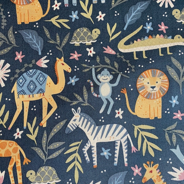 Fabric By The Half Yard- Animal Kingdom, BEST SELLER, Jungle Animals, Wild Animals, Zoo Animals, Animal Fabric, Nursery Fabric