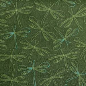 One Half Yard of Fabric - Dragonflies on Green, Dragonfly Fabric