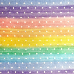 Fabric By The Half Yard - Dots and Rainbow Stripes, Birthday Fabric, Dot Fabric, Stripe Fabric