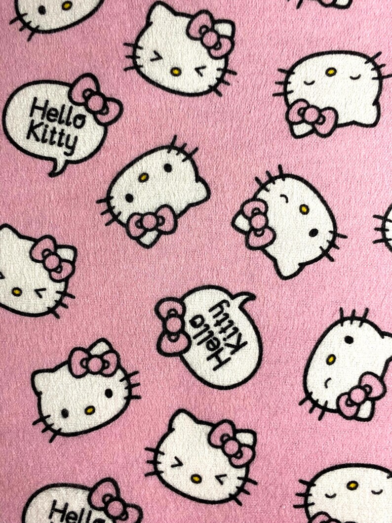 Fabric by the Half Yard Hello Kitty Medium Pink, FLANNEL, Hello Kitty