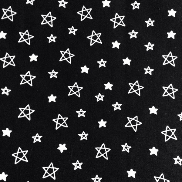 Fabric By The Half Yard - Black and White Stars, BEST SELLER, Star Fabric, Halloween