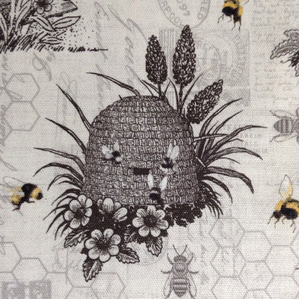 Fabric By The Half Yard-  Vintage Bee Hives, BEST SELLER, Home Dec Fabric, Bee Fabric, Bee Hives