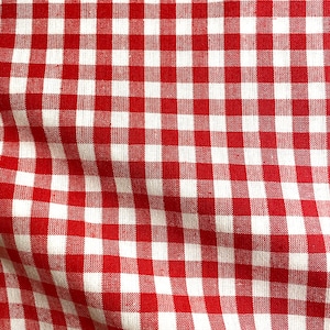 Homespun Fabric By The Half Yard  - Red and White Gingham,  Homespun Fabric, Vintage Style Fabric, Red and White, Christmas