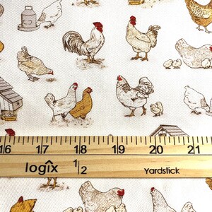 Fabric By The Half Yard - Chickens, Canvas, Home Dec Fabric, Duck Fabric, Farm Fabric, Chicken Fabric image 3