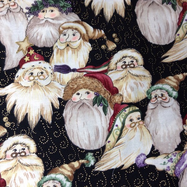 One Half Yard of Fabric Material - Christmas Santa, Santa Fabric, Christmas Fabric. Old World Santa