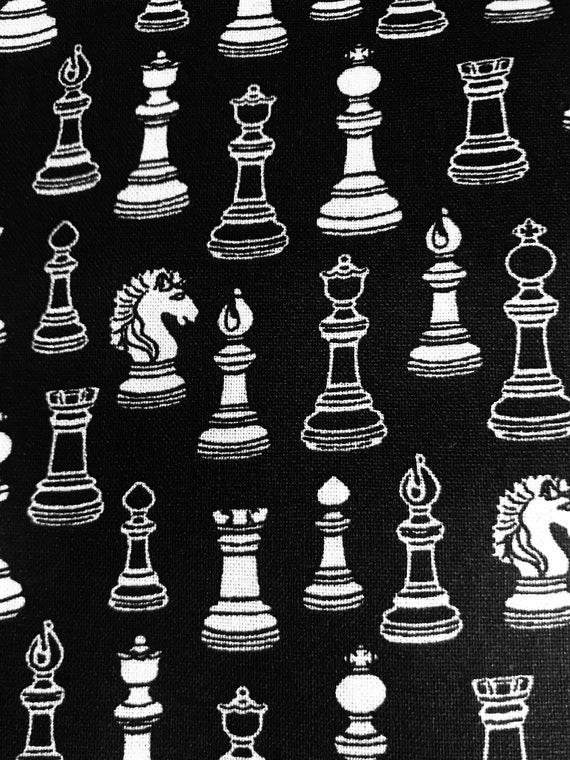 Checkmate Chess Fabric 100% Quilters Cotton Chess Board Game