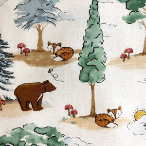 Fabric By The Half Yard - Woodland Animals, Nursery Fabric, Wild Animals, Zoo Animals, Animal Fabric, Forest Animals, Owls, Fox loop