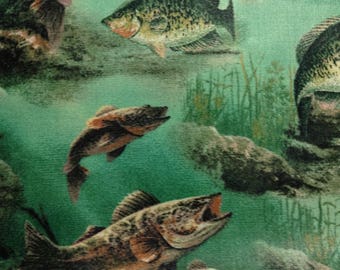 One Half Yard of  Fabric - Swimming Fish, Fishing Fabric