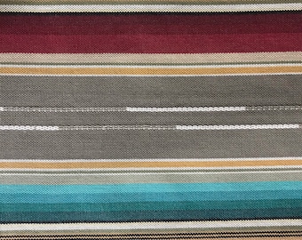 Fabric By the Half Yard - Gray Striped Woven Duck Cloth, Upholstery Fabric