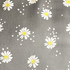 One Half Yard of Fabric - Daisy Dots on Gray, Floral Fabric, Daisy Fabric, Dot Fabric, Vintage Floral