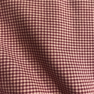 Fabric By The Half Yard - Deep Red/Maroon and Golden Tan Gingham 1/16 Inch Checks, Homespun Fabric, Vintage Fabric, Christmas Crafts