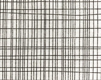 One Half Yard of Fabric - Cross Hatch, Black on White, Cross Hatch Design