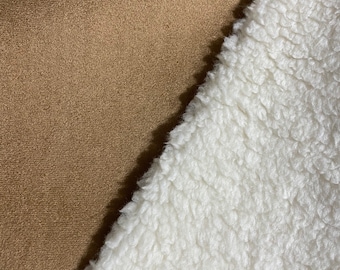 One Half Yard of Suede Sherpa Fabric - Ivory Sherpa,  Suede Sherpa, NOTE:  Sherpa and Fleece Fabrics are NOT Eligible For Free Shipping