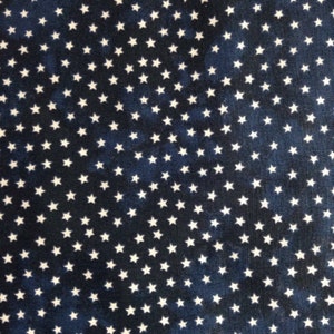 Fabric By The Half Yard - Mini White Stars on Navy, Patriotic Fabric, Navy Blue, Star Fabric