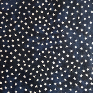 Fabric By The Half Yard - Mini White Stars on Navy, Patriotic Fabric, Navy Blue, Star Fabric