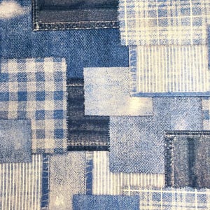 Fabric By The Half Yard, Patchwork Denim Design, Canvas Fabric, Duck Fabric, Geometric Design, Upholstery Fabric, Bag Fabric, Craft Fabric